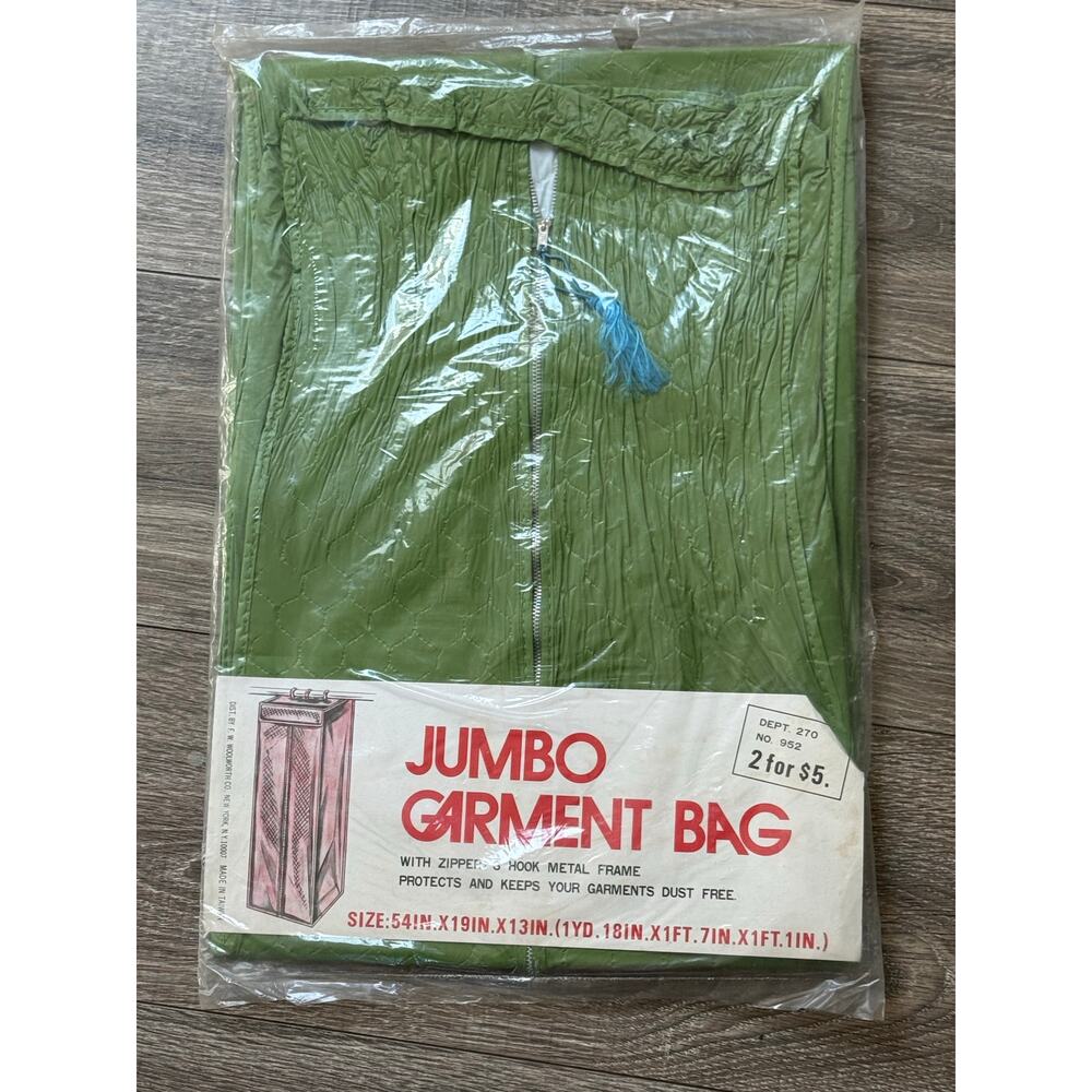 Vintage NEW Jumbo Garment green Bag 54x19x13 in closet organizer MCM